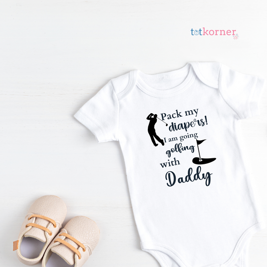 golfing, diapers, funny shirt, baby