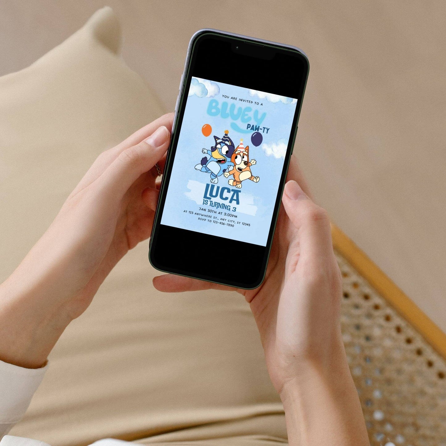 bluey printable invitation digital download