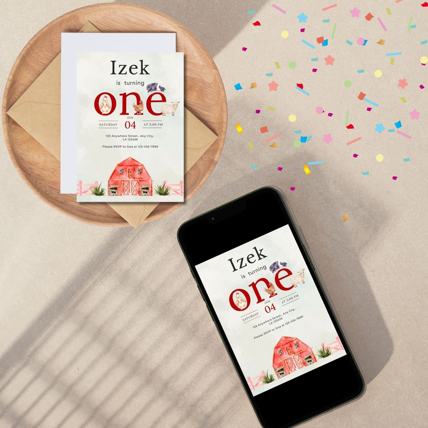 Farm Birthday Party Invitations Invite, Digital, Printable