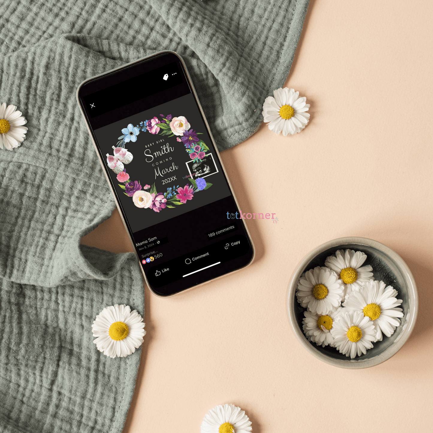 expecting a baby gender reveal digital downloadable announcement