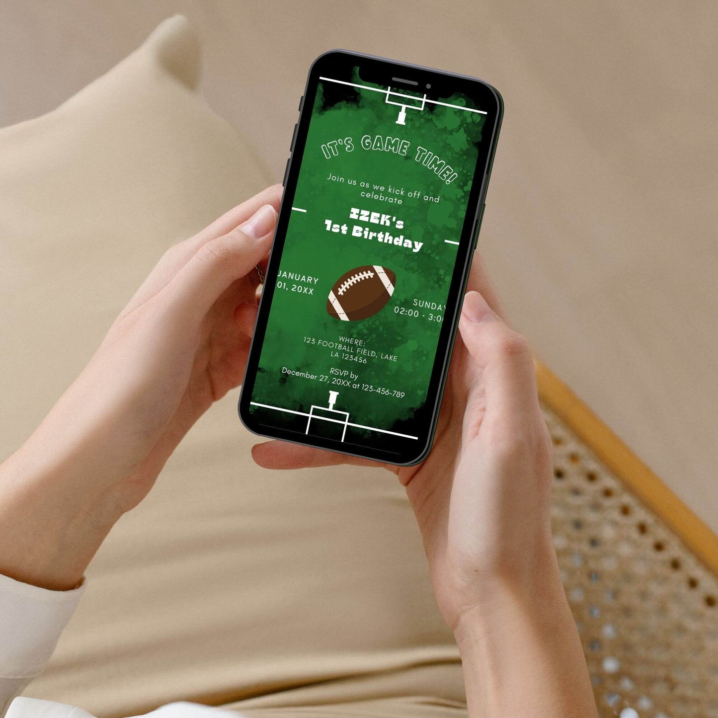 football card invite, baby first birthday, football lover