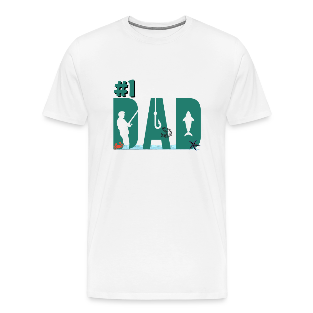 #1 Dad Men's Premium T-Shirt - white, fish shirt, fishing shirt, Best Dad of the world premium gift shirt, Birthday T-shirt, First Time Dad, For Father's Day, Birthday Gift, Father's Day gift ideas, father's day gift, cool father's day gifts, gifts for father's Day, Luxury father's day gifts, One of a kind Father's Day Gifts, thoughtful Dad Gifts,