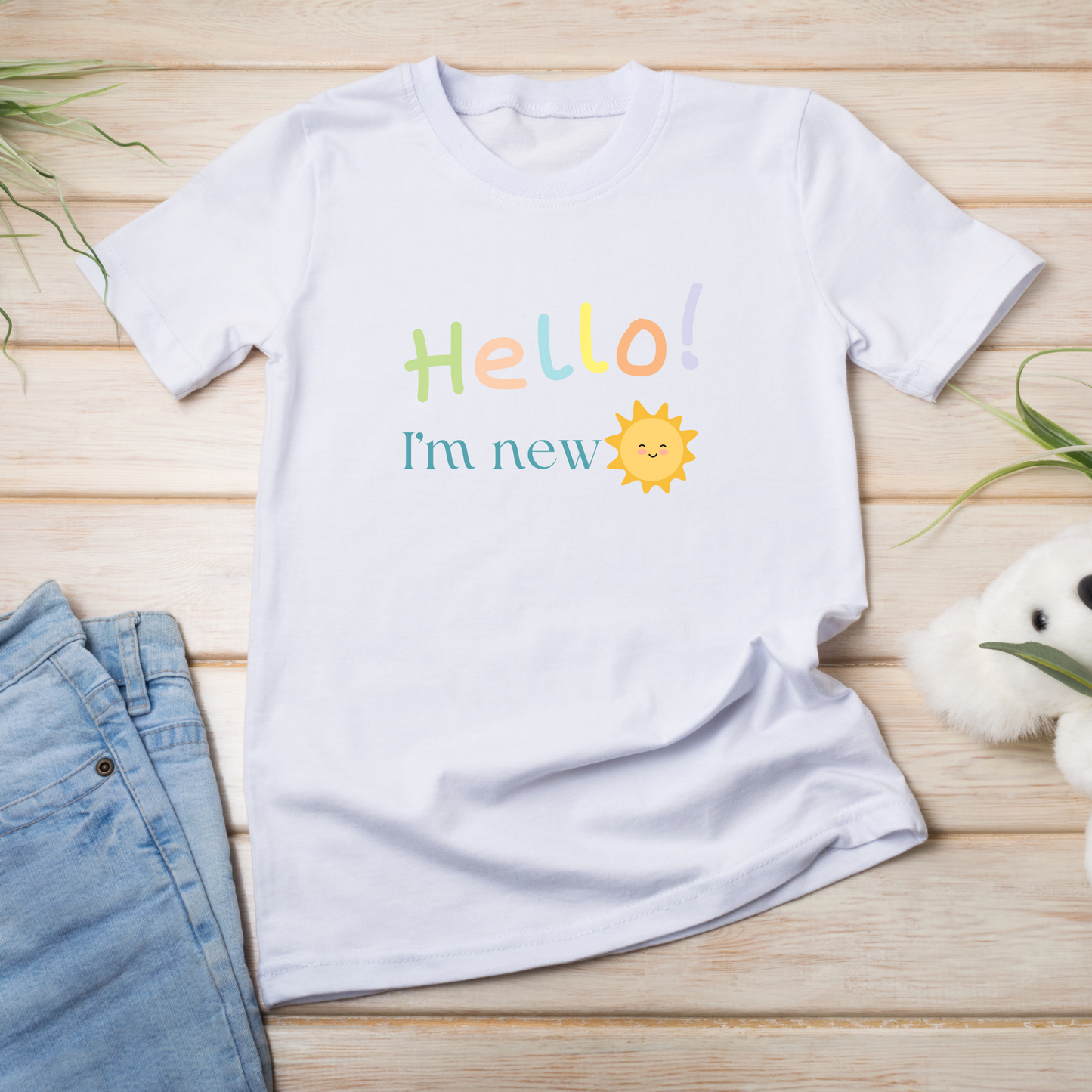 Hello I'm new Youth Jersey Unisex Tee | First Day Of School T-Shirt | Bella + Canvas Unisex Size T-shirt