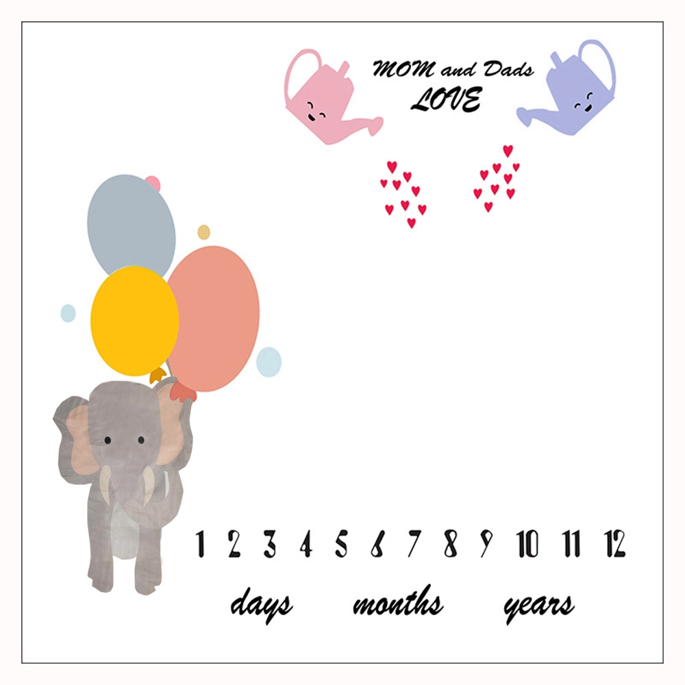 Elephant Print Baby Milestone Photo Background Prop Blanket