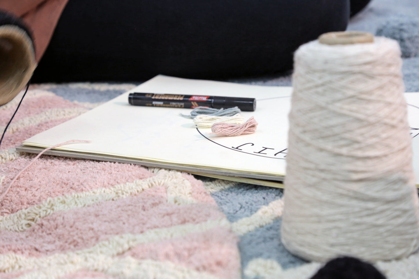 Round ABC Washable Rug (Vintage Nude-Natural )