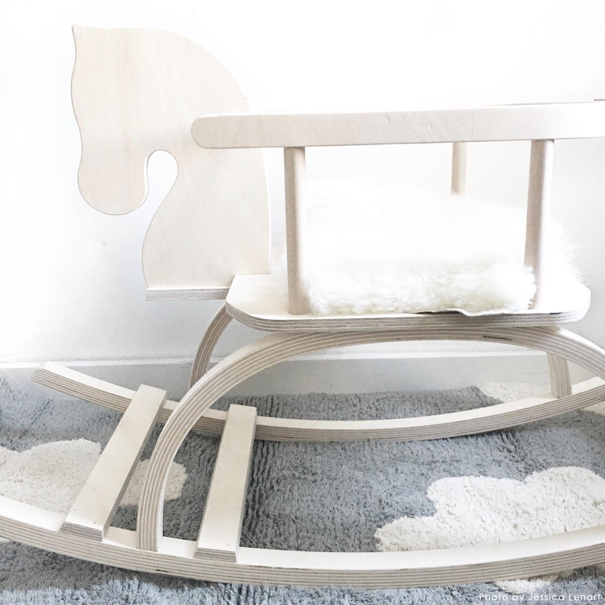 Grey Clouds Washable Nursery Rug