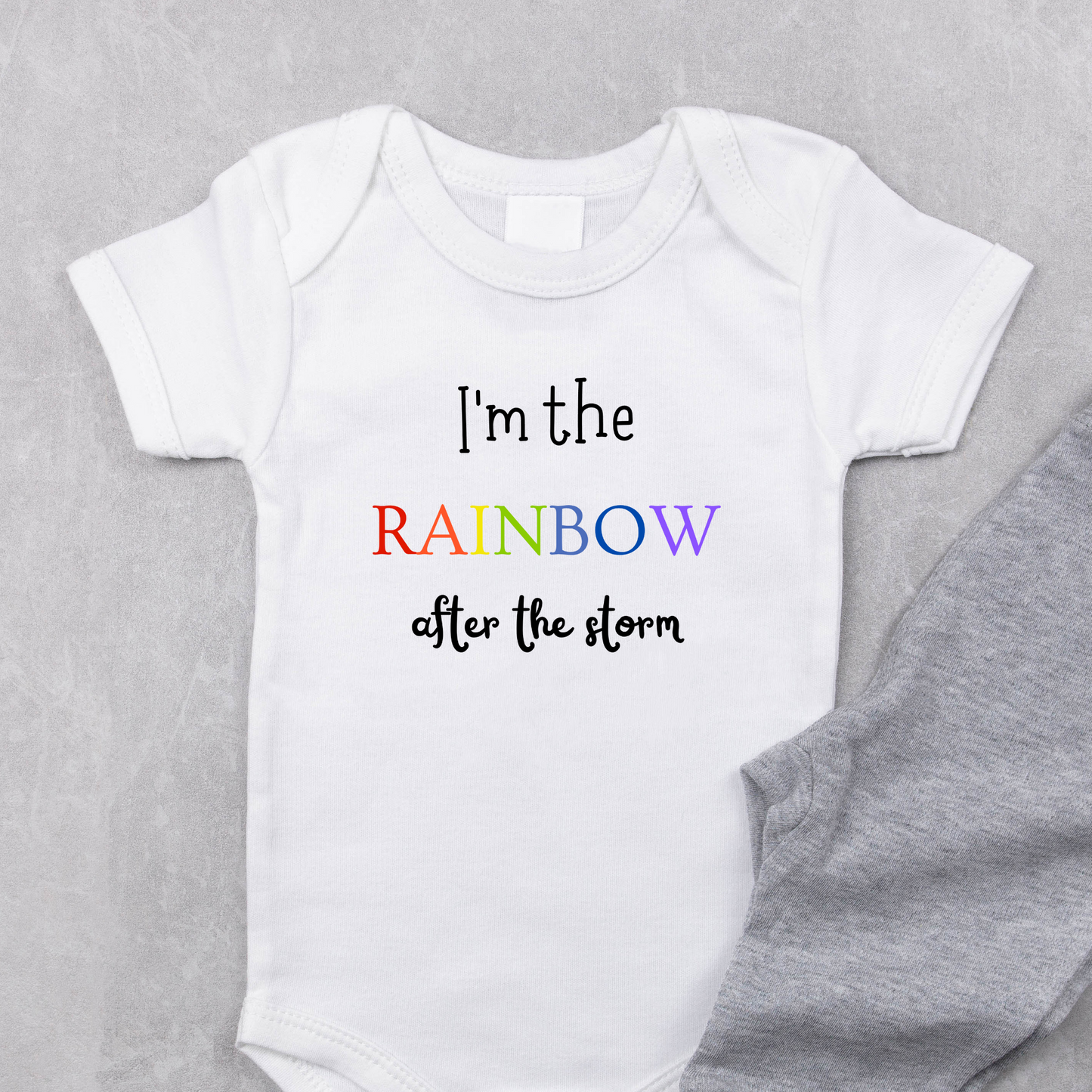 IVF Rainbow Baby Outfit | #babyonesie #baby #babyclothes #onesie #babygirl #babyboy #babyfashion #onesies #babyshower #handmade #babyshowergift #shopsmall #babygift #babyonesies #babyromper #etsyshop #etsy #smallbusiness #babyclothing #babybodysuit #pajamas #onesiepajamas #kidscanvas #kidstops #babyshowergiftideas #babyshower #gift #baby #grandchildgift #rainbowbabyoutfit #rainbowbaby