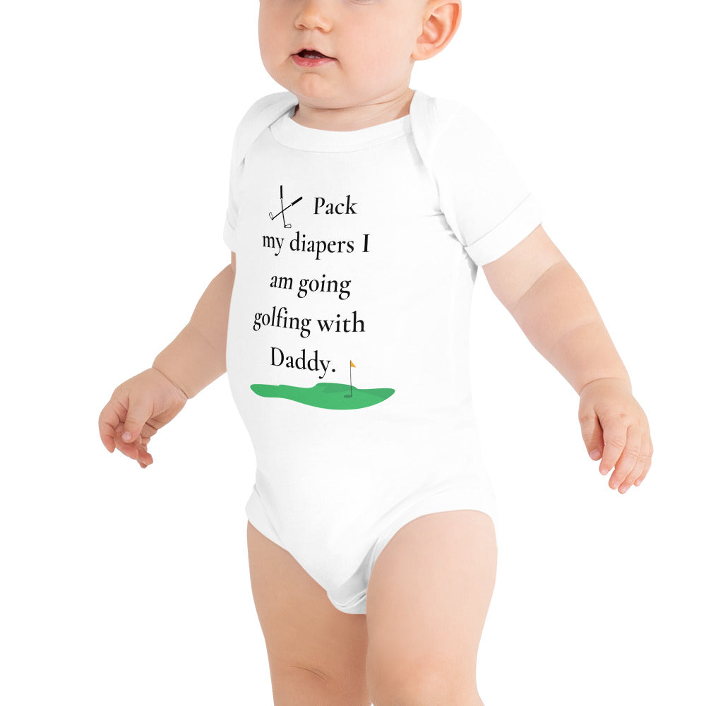 Daddys Future Golfing Buddy Bodysuit, Baby Bodysuit Baby Shower Gift, Baby Outfit, Baby Boy Onesie | Crawl Walk Golf Baby Onesie | Funny Golf Baby Onesie Baby Shower Gift for Golfer, Baby Shower Gift for Dad, Baby Shower Gift | Golf Baby Onesie