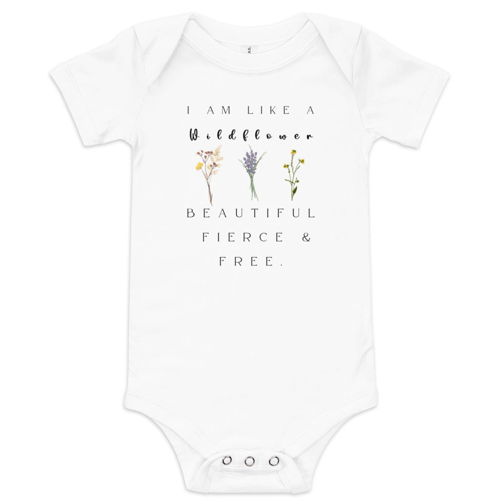 She is Like a Wildflower Beautiful Fierce & Free Baby | cute baby onesie | spring outfit for baby | homecoming baby outfit