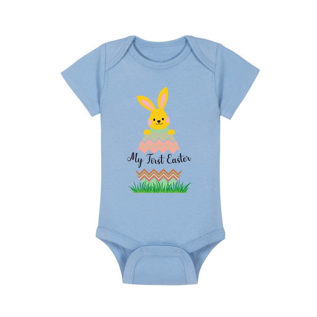 Easter baby clothes, baby easter romper, easter clothing, what to wear for easter, good gift for a baby's first easter, how do you celebrate Easter with a baby blue