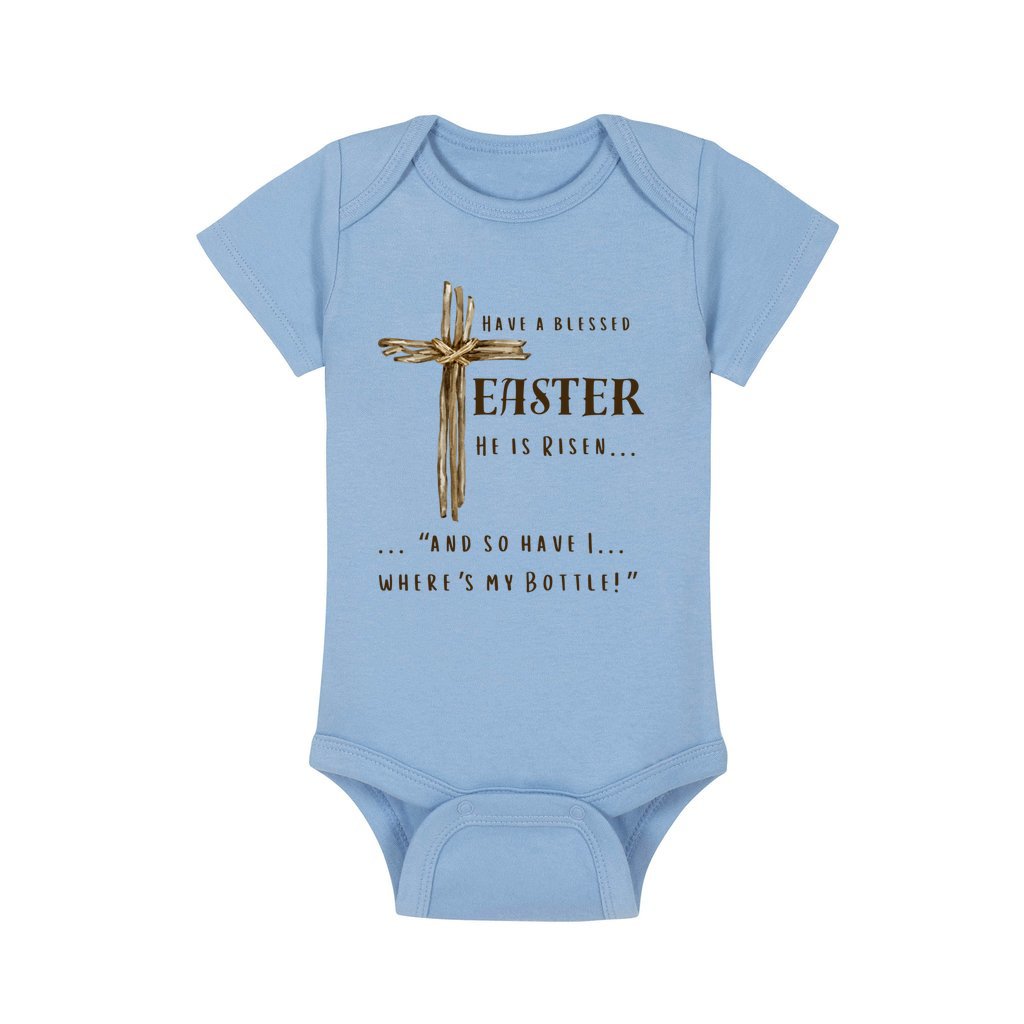 Easter baby clothes, baby easter romper, easter clothing, what to wear for easter, good gift for a baby's first easter, how do you celebrate Easter with a baby blue