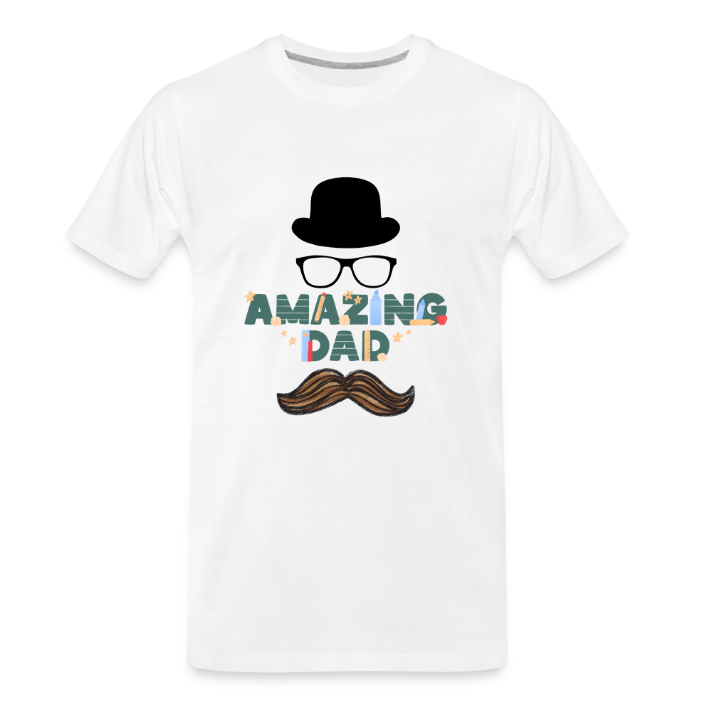Amazing Dad Mustache Men's Premium T-Shirt - white, Unique Gift Ideas, Gifts for Dad, Unique Gift Catalog, best gifts for father's day, dad gifts ideas, gifts for dad, top deals on gifts, for dad who has everything gift, best gifts for dad, birthday gifts for dad, Best gifts in the world, last minute gift for dad, presents for dads, dad's gift ideas for men