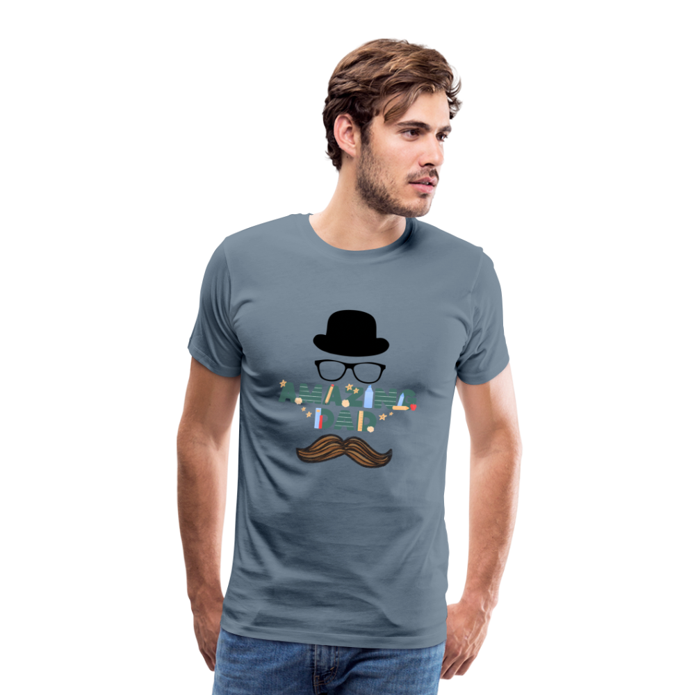 Amazing Dad Mustache Men's Premium T-Shirt - steel blue