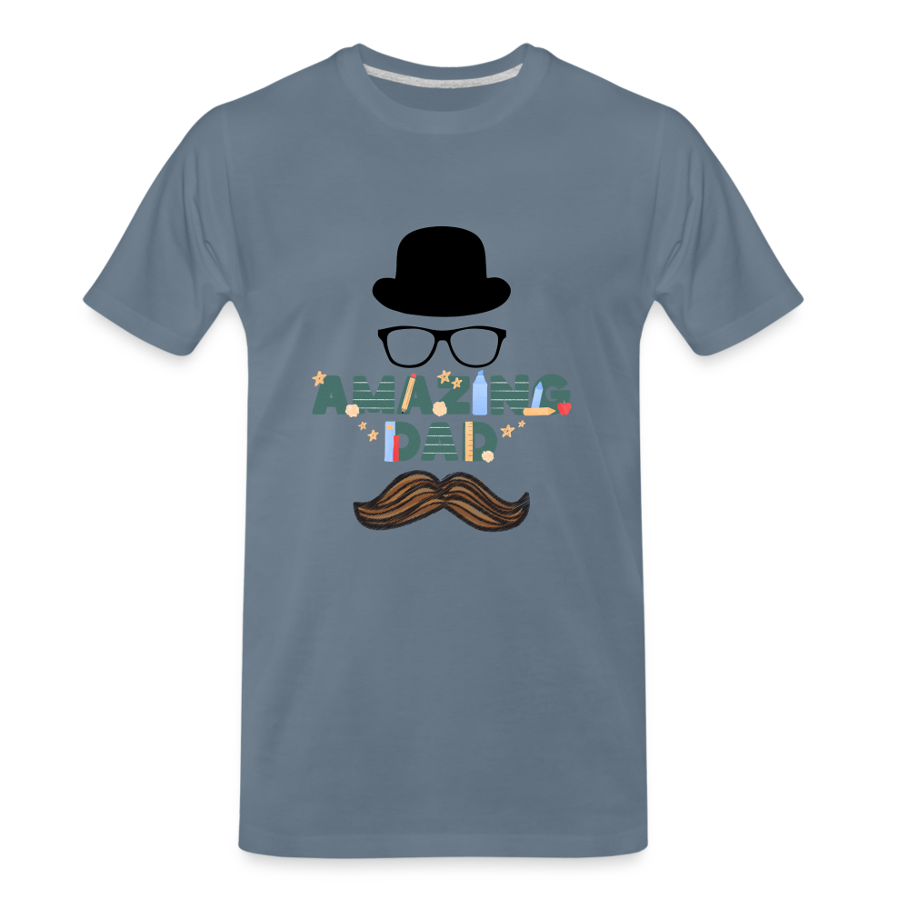 Amazing Dad Mustache Men's Premium T-Shirt - steel blue