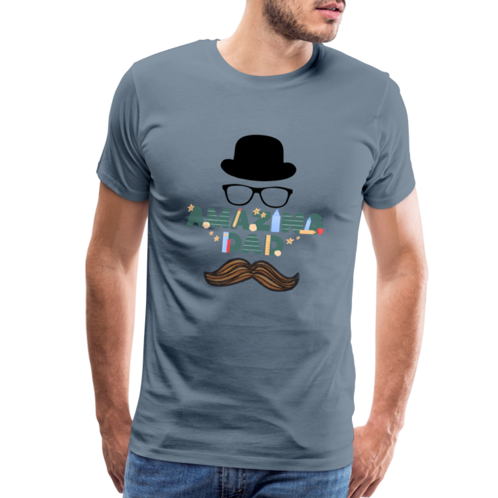 Amazing Dad Mustache Men's Premium T-Shirt - steel blue