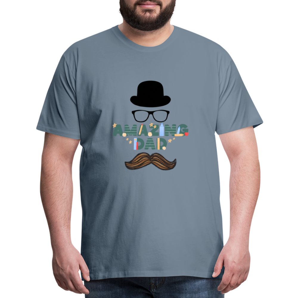 Amazing Dad Mustache Men's Premium T-Shirt - steel blue