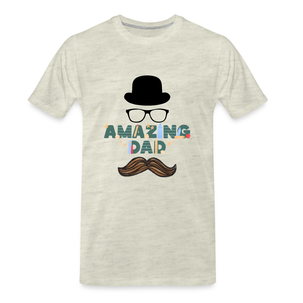 Amazing Dad Mustache Men's Premium T-Shirt - heather oatmeal