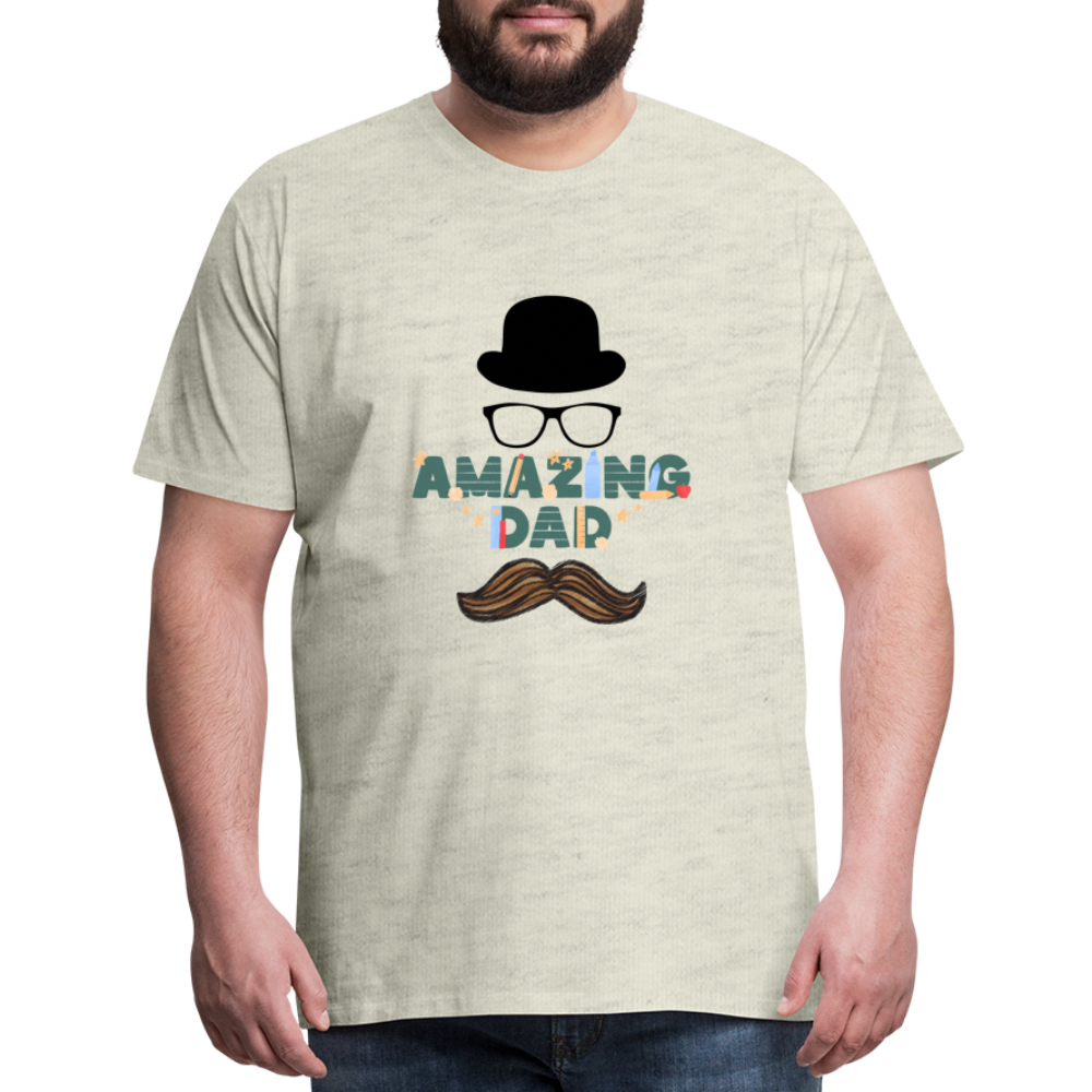 Amazing Dad Mustache Men's Premium T-Shirt - heather oatmeal