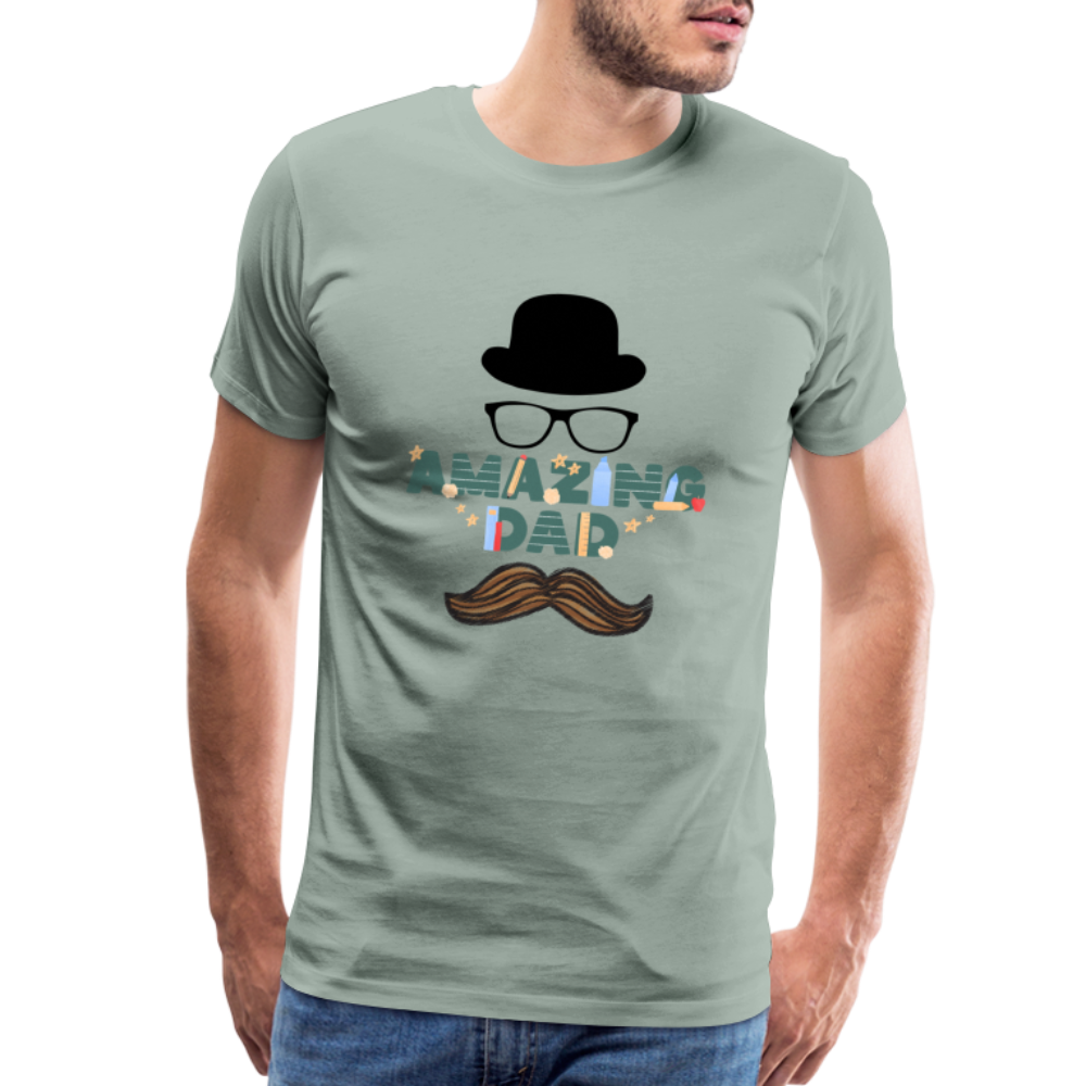 Amazing Dad Mustache Men's Premium T-Shirt - steel green