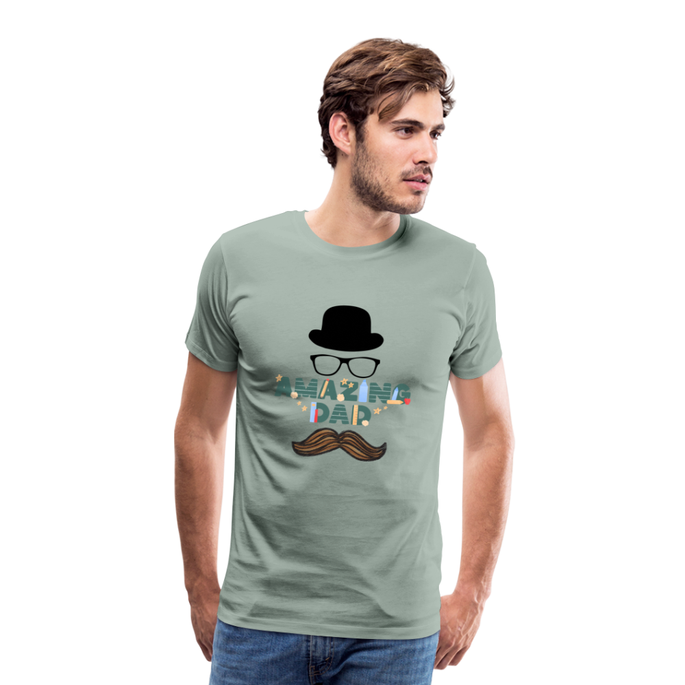 Amazing Dad Mustache Men's Premium T-Shirt - steel green
