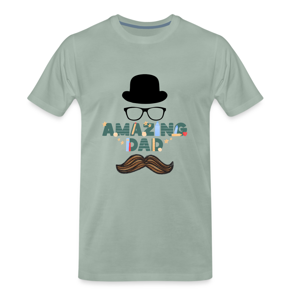 Amazing Dad Mustache Men's Premium T-Shirt - steel green
