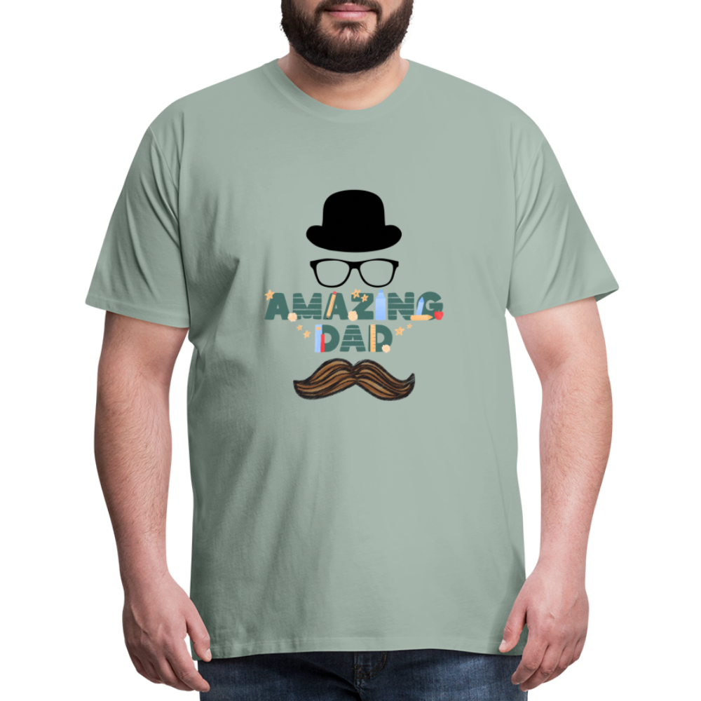 Amazing Dad Mustache Men's Premium T-Shirt - steel green
