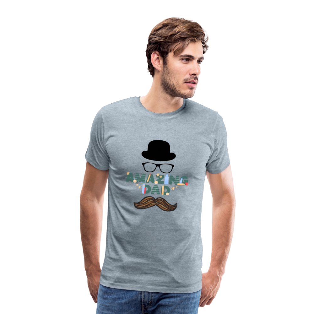 Amazing Dad Mustache Men's Premium T-Shirt - heather ice blue