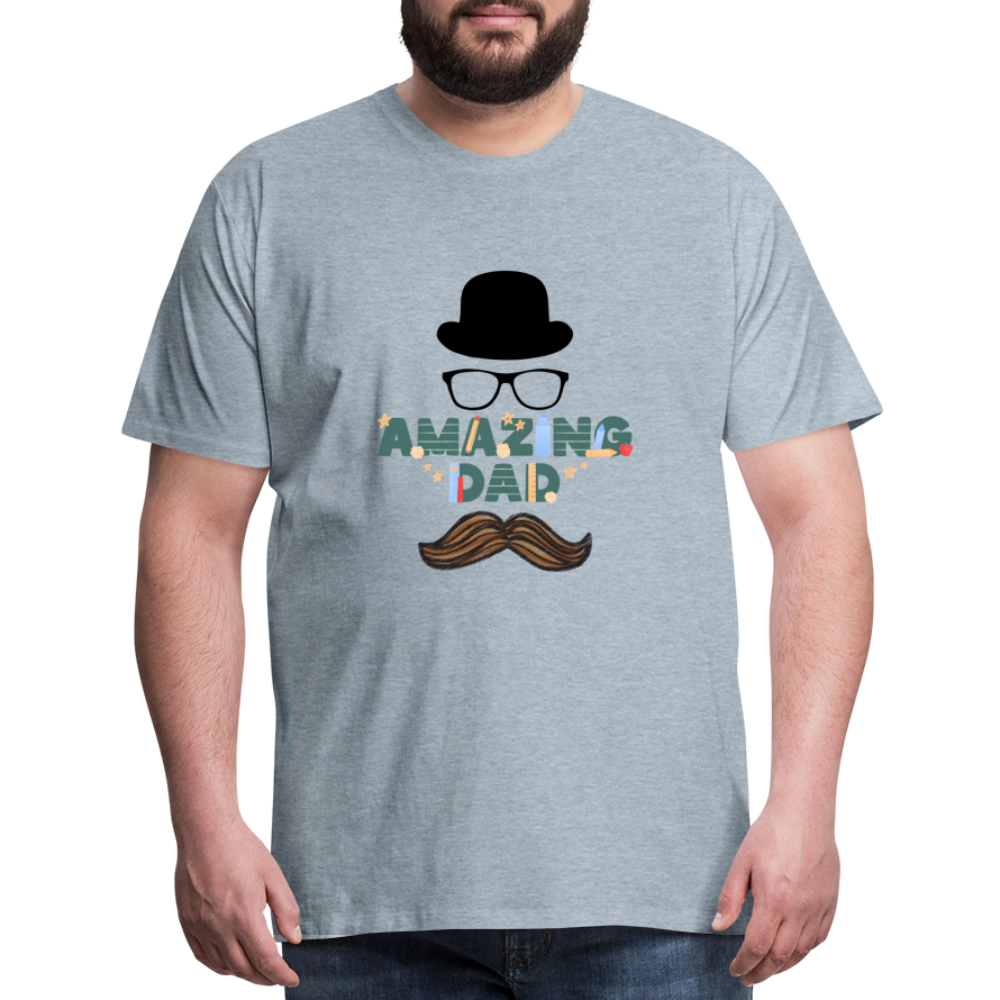 Amazing Dad Mustache Men's Premium T-Shirt - heather ice blue