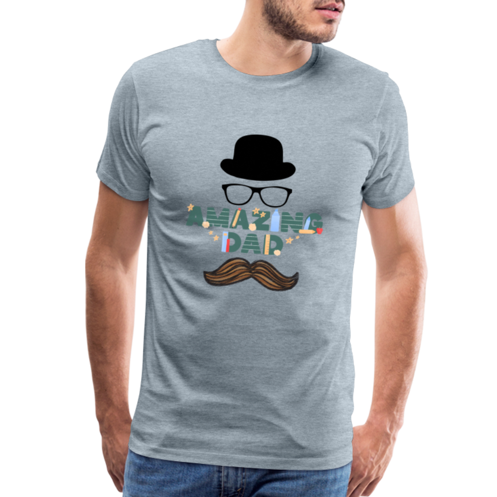 Amazing Dad Mustache Men's Premium T-Shirt - heather ice blue