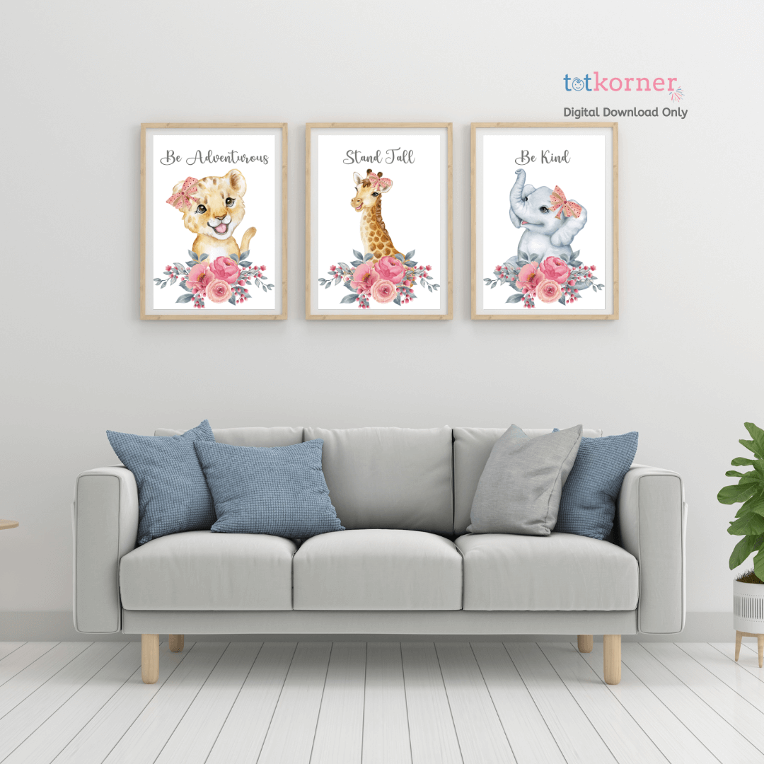 Be brave Be kind Be you, nursery prints, baby girl room wall art, minimalist nursery decor, kids room quotes, toddler playroom prints digital, digital download art prints, baby animal prints, art print, animal decor, nursery wall arts, baby decor, digital download art, Art prints