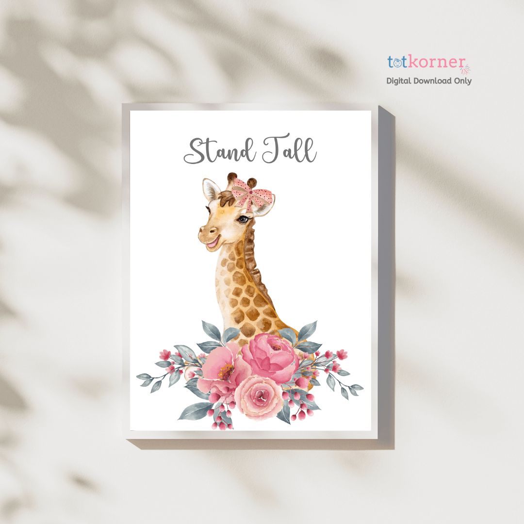 baby decor, nursery wall decor ideas, baby nursery art wall decor, decor, download art, download frame, digital wall art nursery decor designs, baby giraffe, pink giraffe, bow giraffe