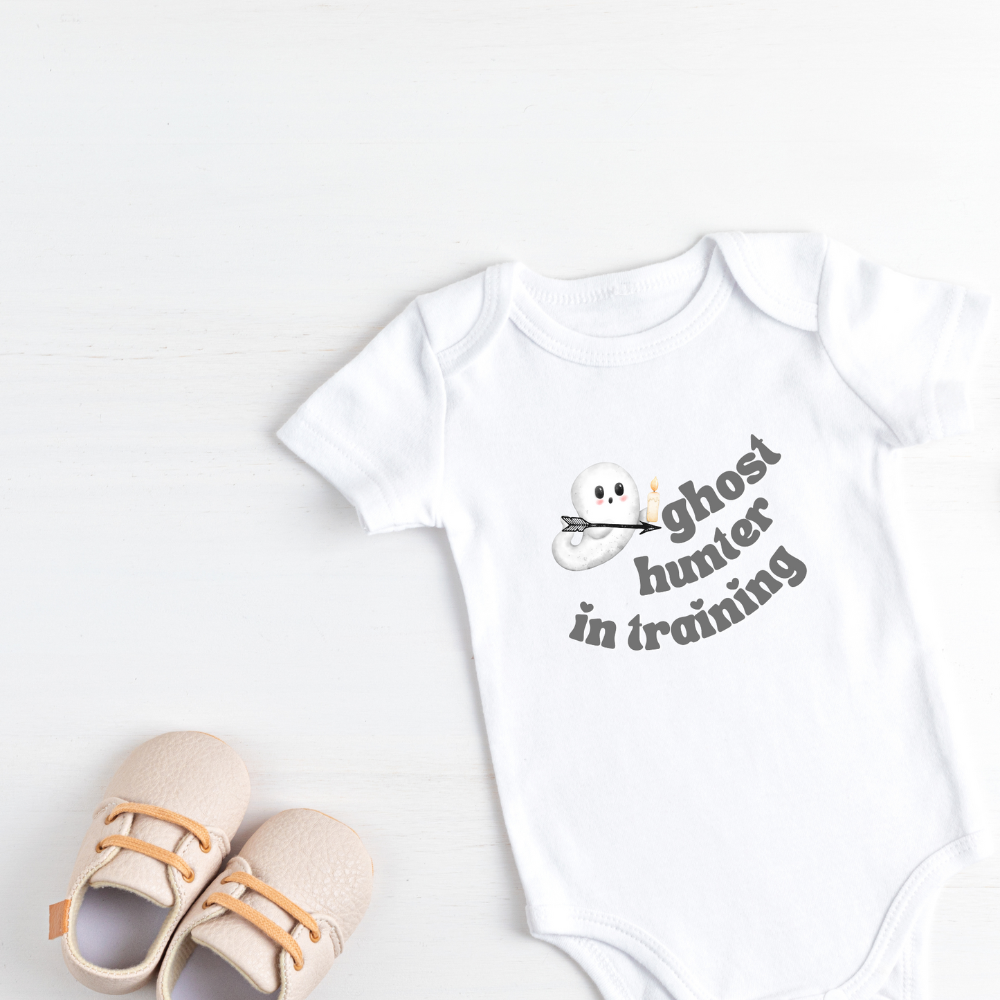 ghost hunter white baby onesie for halloween outfit