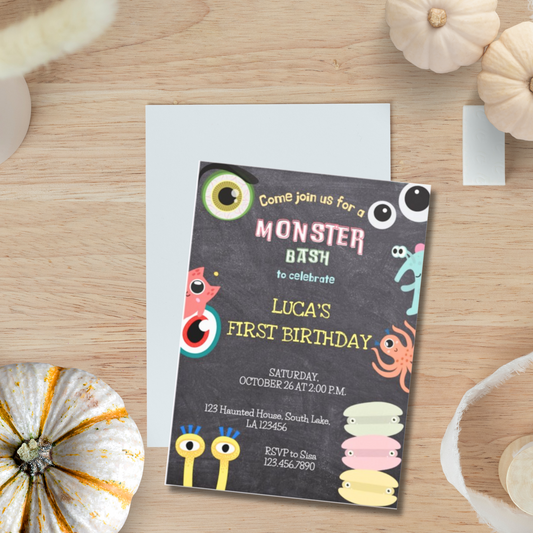 monster bash birthday, printable first birthday invitation, one birthday ideas, halloween birthday invitations