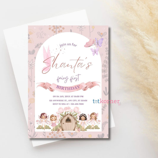 fairy first birthday digital download, e-card invite