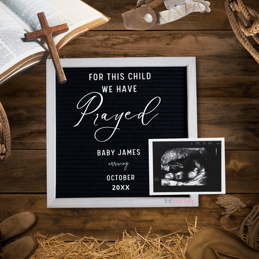 1 Samuel 1:27 For this child I have prayed cute pregnancy announcement cowboy style digital