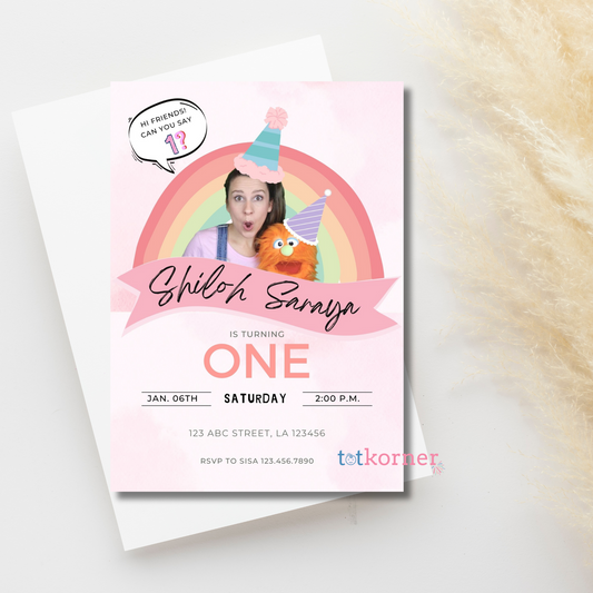 Ms.Rachel Birthday Invitation, Hi friends, cute birthday, first birthday, one, elmo, , printable first birthday invitation, one birthday ideas