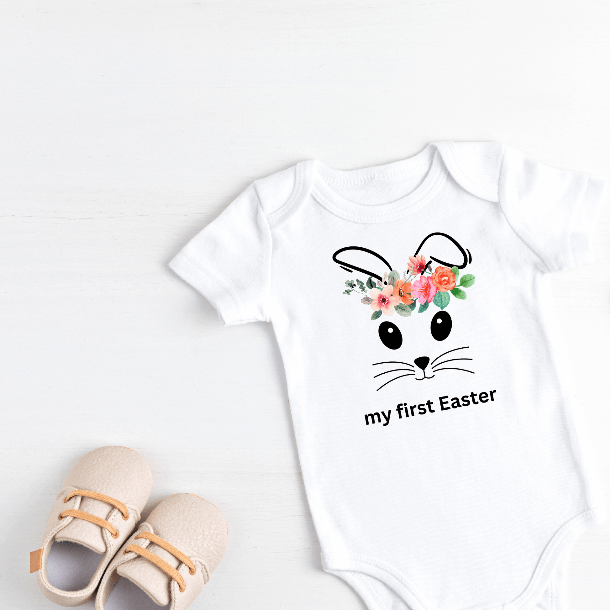 Easter baby clothes, baby easter romper, easter clothing, what to wear for easter, good gift for a baby's first easter, how do you celebrate Easter with a baby floral crown