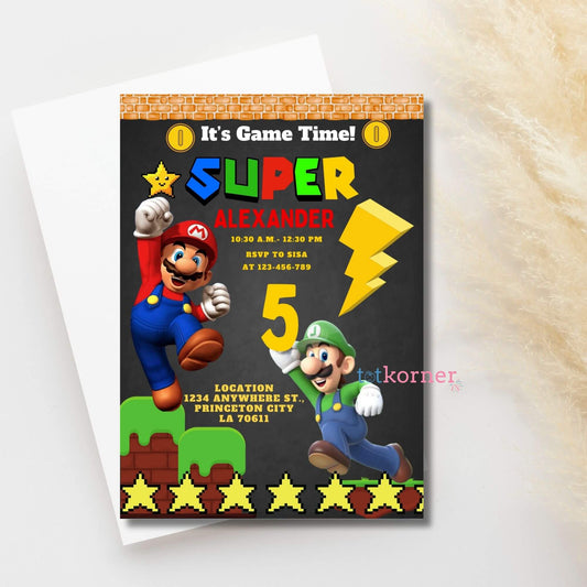 printable super mario birthday invitations theme children party