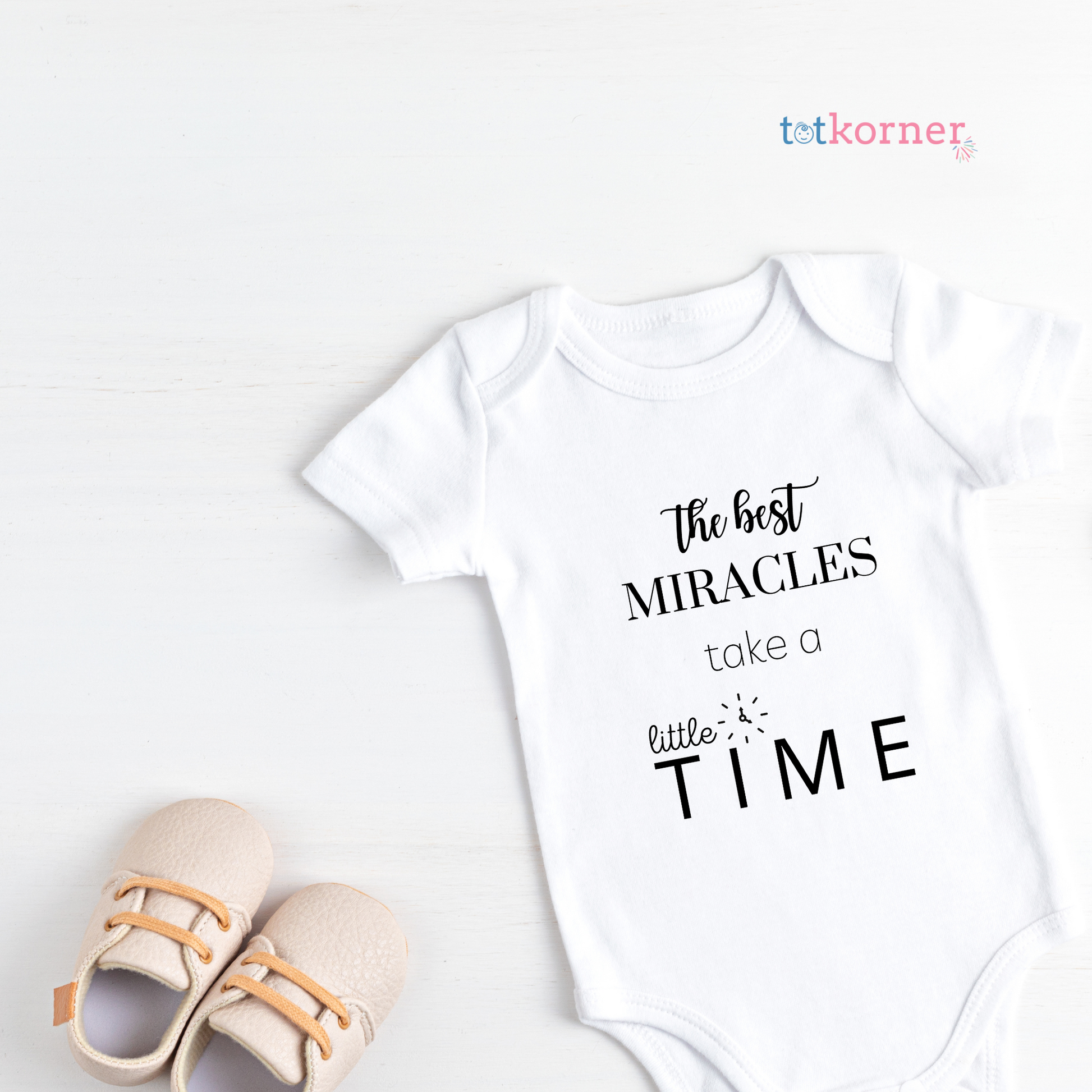 The best Miracles take a little time Baby Short Sleeve Onesie, IVF Baby