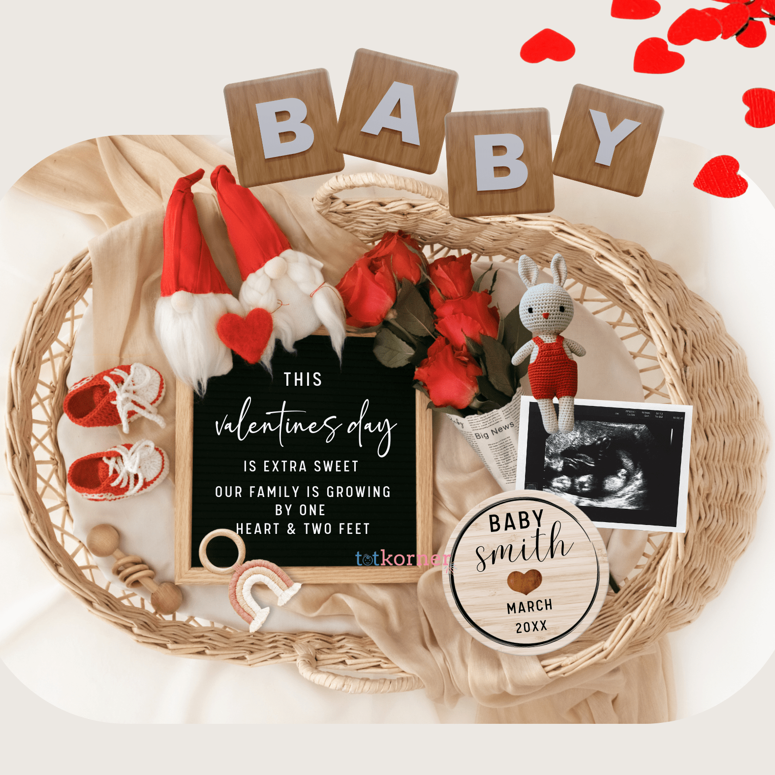 Digital Valentines Day Pregnancy Announcement For Social Media, Valentine Baby Announcement, Editable DIY Template, Expecting Baby Valentine, expecting a bundle of joy