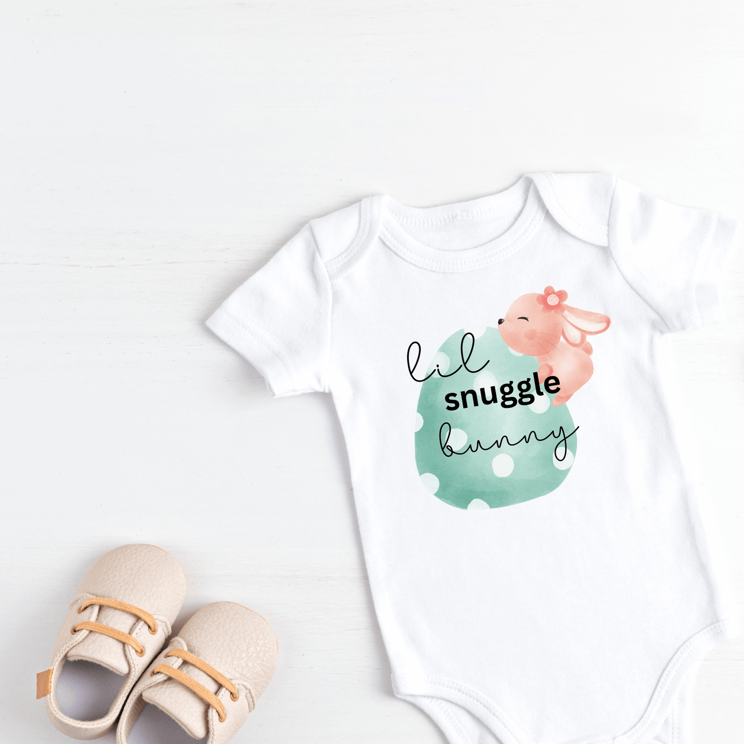 Easter baby clothes, baby easter romper, easter clothing, what to wear for easter, good gift for a baby's first easter, how do you celebrate Easter with a baby, lil snuggle bunny, rabbit cute modern kid clothing