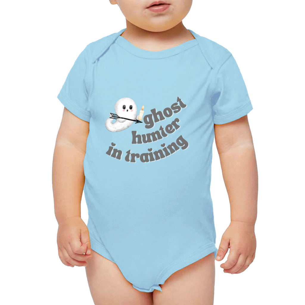 trick or treat baby bodysuit clothing, spooky, ghost funny, baby, kids onesie, Funny halloween baby, funny baby halloween costumes, baby halloween bodysuit, ghost, pumpkin fall baby blue ghost hunter