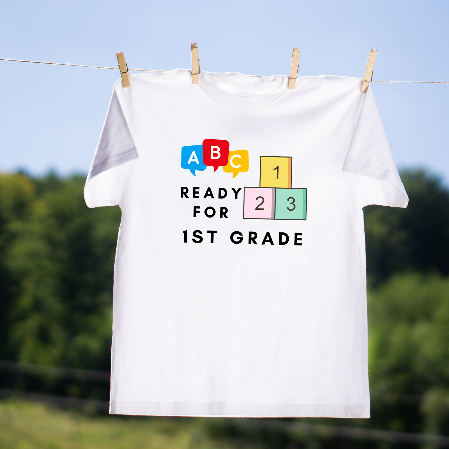 ABC 123 Ready for 1st grade personalized First Day Of School T-Shirt