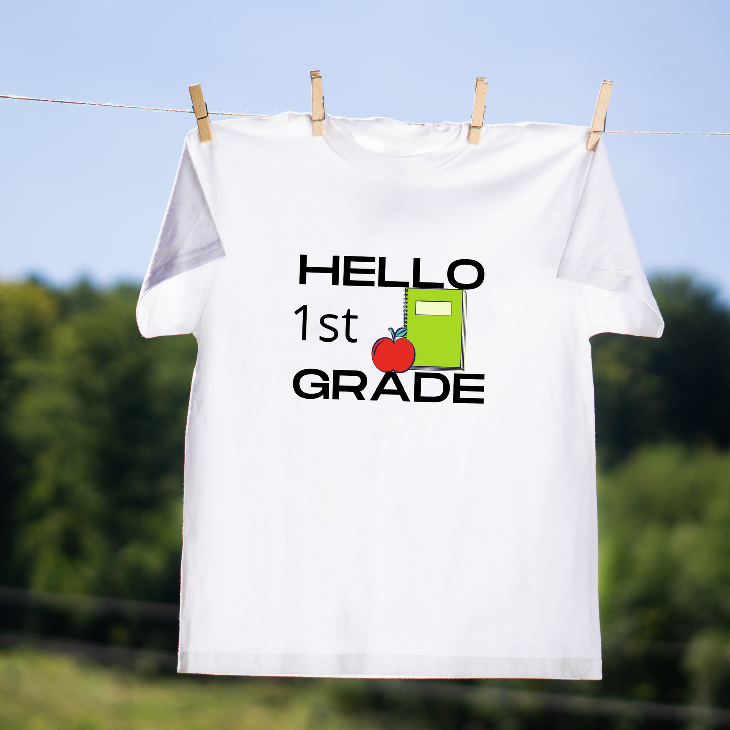 Hello 1st Grade | Back to School Unisex Tee | Personalized First Day Of School T-Shirt | Unisex Size Gildan Tee Youth Heavy Cotton T-Shirt