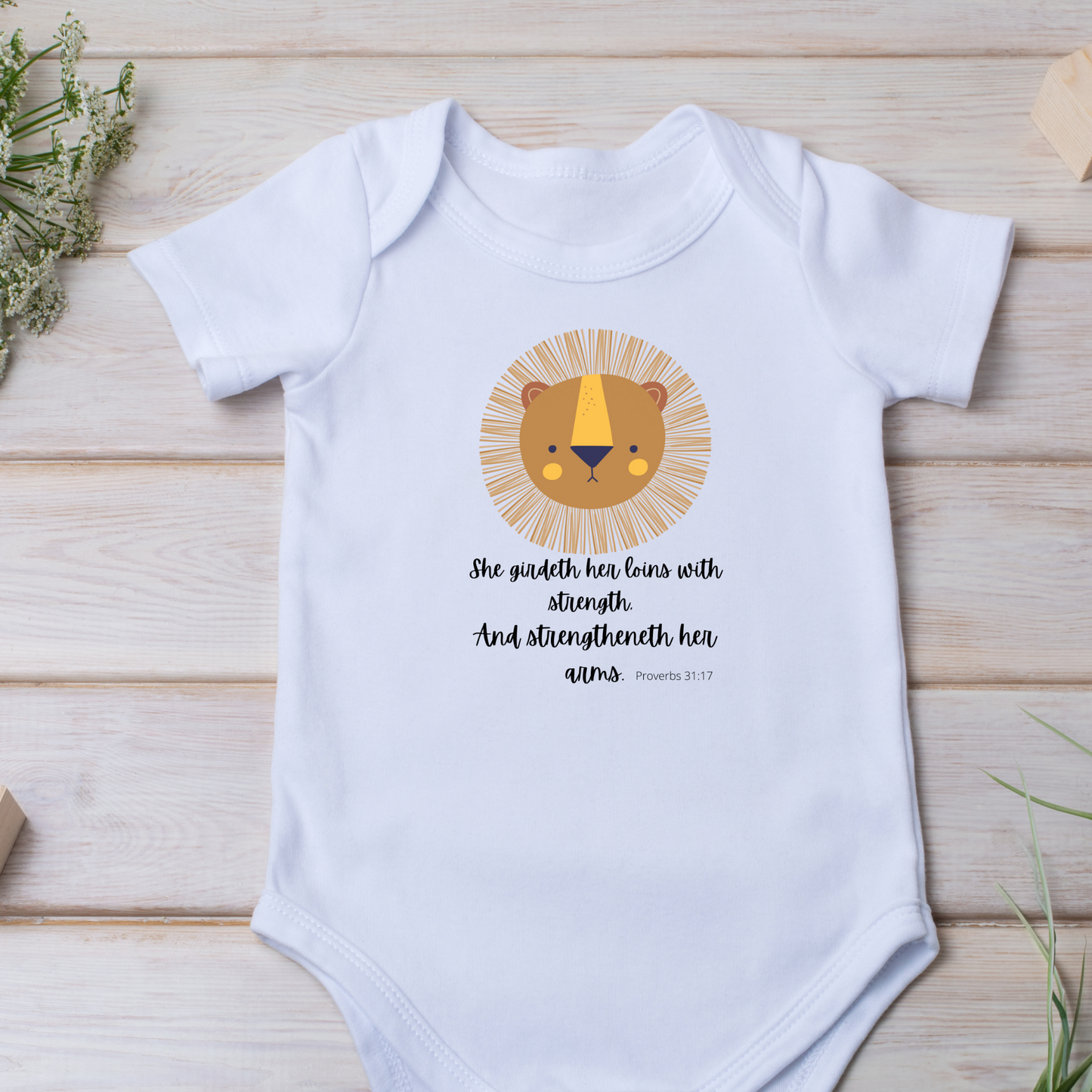 She girdeth her loins with strength, and strengtheneth her arms Infant Baby Rib Bodysuit Outfit for Girls