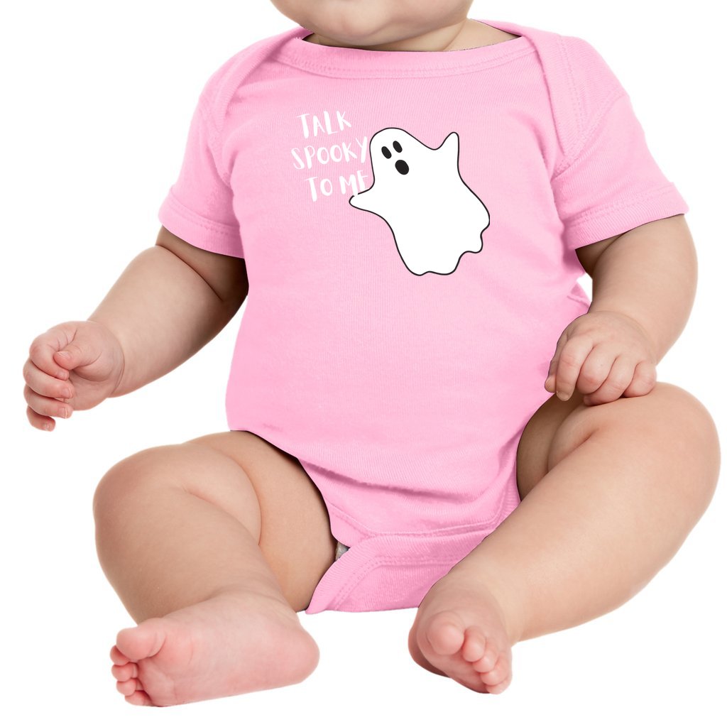 trick or treat baby bodysuit clothing, spooky, ghost funny, baby, kids onesie, Funny halloween baby, funny baby halloween costumes, baby halloween bodysuit, ghost, pumpkin fall baby, pink halloween outfit