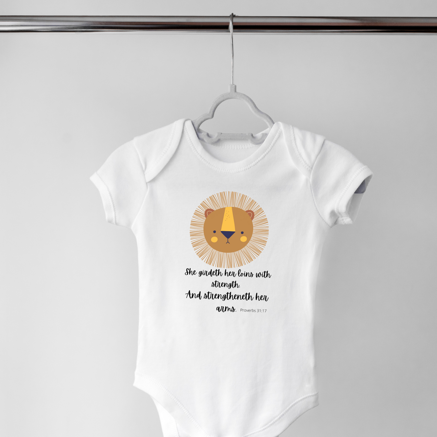 She girdeth her loins with strength, and strengtheneth her arms Infant Baby Rib Bodysuit Outfit for Girls