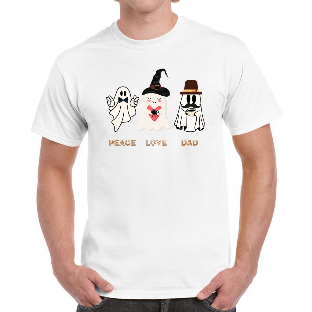 peace love dad halloween t shirts for men, funny halloween costumes for adults