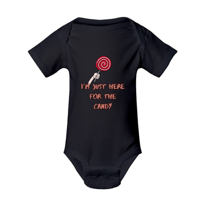 black I'm Just Here For The Candy Infant Fine Jersey Bodysuit