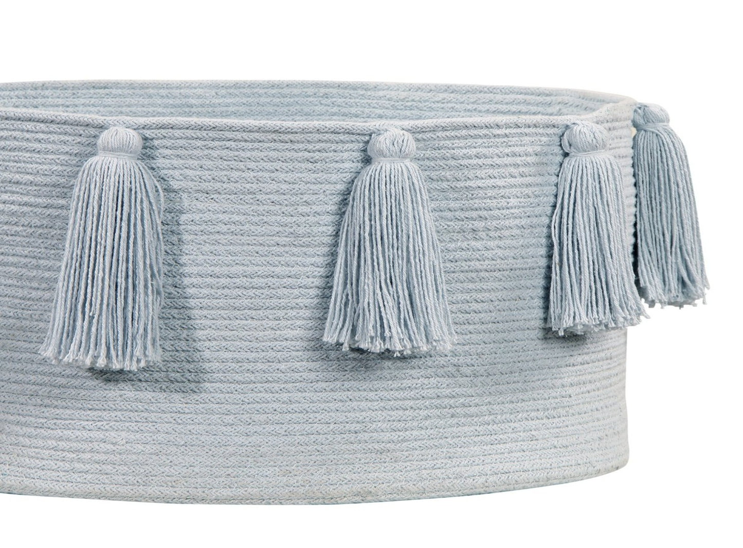 Soft Blue Color Tassels Basket Storage for nursery